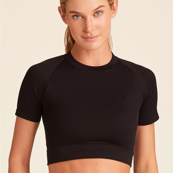 ALALA seamless barre crop tee black size medium - Picture 1 of 7